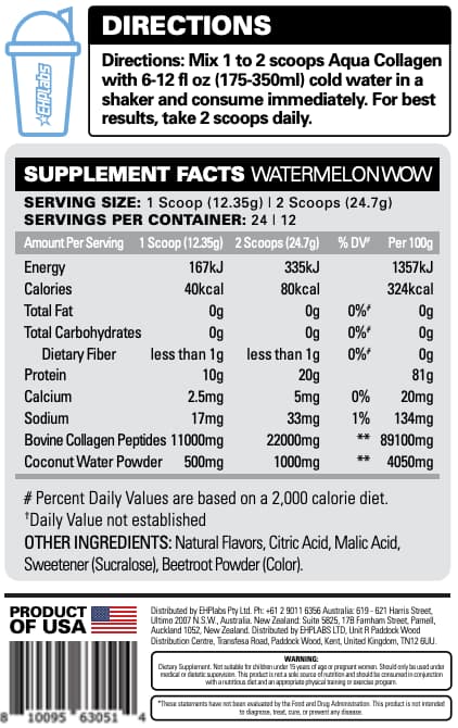 Aqua Collagen Watermelon Supp Facts